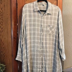 Button front shirt dress/long tunic